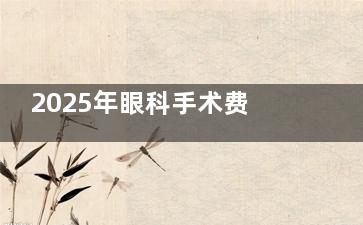 2025年眼科手术费用收费一览表！近视/白内障/青光眼/斜视/老花眼手术收费标准公布!清晰呈现各类眼疾手术花费详情