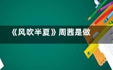 《风吹半夏》周茜是做什么职业的