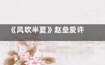 《风吹半夏》赵垒爱许半夏吗