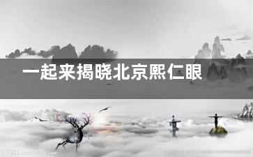 一起来揭晓北京熙仁眼科医院院长是谁？王乐今/乔丽亚等多位医生坐诊，技术实力和价格放心！