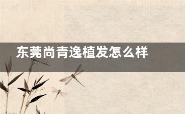 东莞尚青逸植发怎么样？发友反馈医院植发技术可靠/收费合理/成效显著且持久