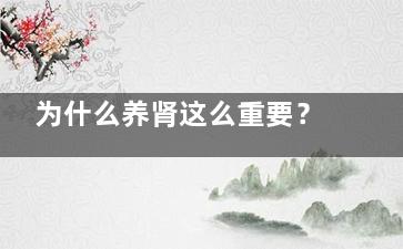 为什么养肾这么重要？吃什么养肾***为养生呢？,为什么补肾养心