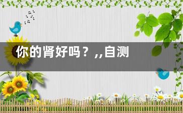 你的肾好吗？,,自测肾功能好坏的方法(我肾好不好你以后就知道了)