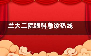 兰大二院眼科急诊热线：0931-8942586，24小时接诊角膜异物/青光眼发作！