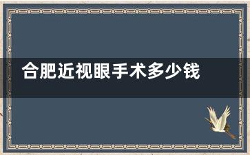 合肥近视眼手术多少钱？2025价格公开：激光手术9000元起/半飞秒12000元起/全飞秒15000元起！