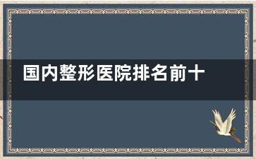 国内整形医院排名前十强新榜单！技术实力、口碑评价和价格对比全在这里！