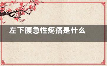 左下腹急性疼痛是什么原因(左下腹急性疼痛阑尾炎)