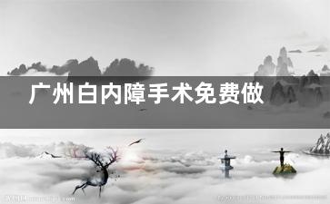广州白内障手术免费做吗，广州白内障手术免费政策内容/申请条件/申请流程查看！