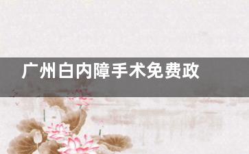 广州白内障手术免费政策-轻松申请让您和家人重拾清晰视界！