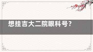 想挂吉大二院眼科号？这份攻略含官网、电话等渠道，24小时热线可用