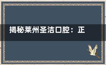 揭秘莱州圣洁口腔：正规资质+医生坐诊+高端设备，看牙不再难