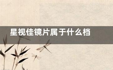 星视佳镜片属于什么档次？是中高端档次国产镜片！