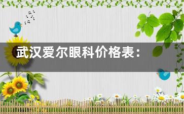 武汉爱尔眼科价格表：半飞秒11800+斜视手术4800+后巩膜加固术30800+