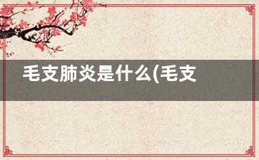 毛支肺炎是什么(毛支肺炎和肺炎有什么区别)