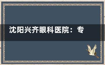 沈阳兴齐眼科医院：专注眼部健康，设备精良+医师经验足，近视防控、眼病治疗超给力