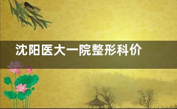 沈阳医大一院整形科价格表全公开！热门项目收费范围及优惠活动，整形前了解！