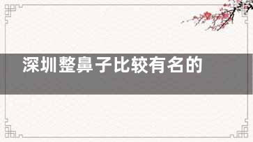深圳整鼻子比较有名的医生有哪些？梁晓健、牛克辉、李信锋、刘冰从审美到技术大揭晓！