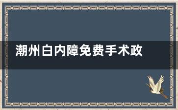 潮州白内障免费手术政策解读，2025年这些情况或可申请免费手术点击了解！