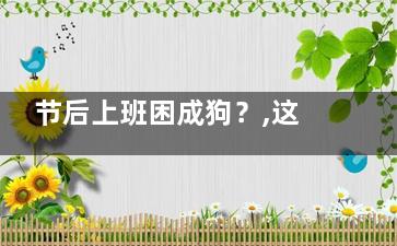 节后上班困成狗？,这些生活方式会让你越来越累,节后上班什么症状