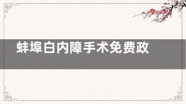 蚌埠白内障手术免费政策有哪些，60岁及以上老年人符合条件的可申请免费手术！