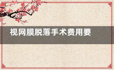 视网膜脱落手术费用要多少？外路手术8000+/内路手术15000+/复杂性视网膜脱落21000+