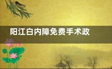 阳江白内障免费手术政策解读，2025年这些情况或可申请免费手术！