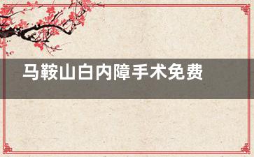 马鞍山白内障手术免费补助新规！免费名额和补助名额都有调整！