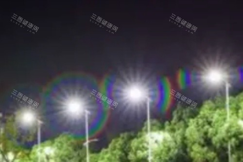 看灯光出现虹视现象